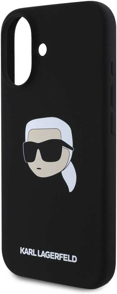 Karl Lagerfeld dėklas skirtas Apple iPhone 16 compatible with MagSafe KLHMP16SSKHPPLK (Sil KL Head Print) juodos spalvos