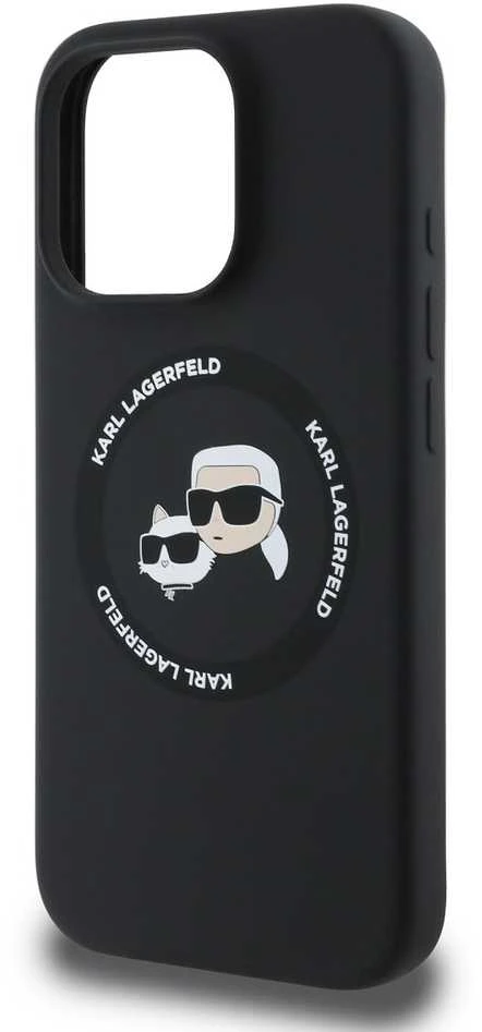Karl Lagerfeld Liquid Silicone K&CH Heads MagSafe dėklas skirtas Apple iPhone 16 Pro Max juodos spalvos