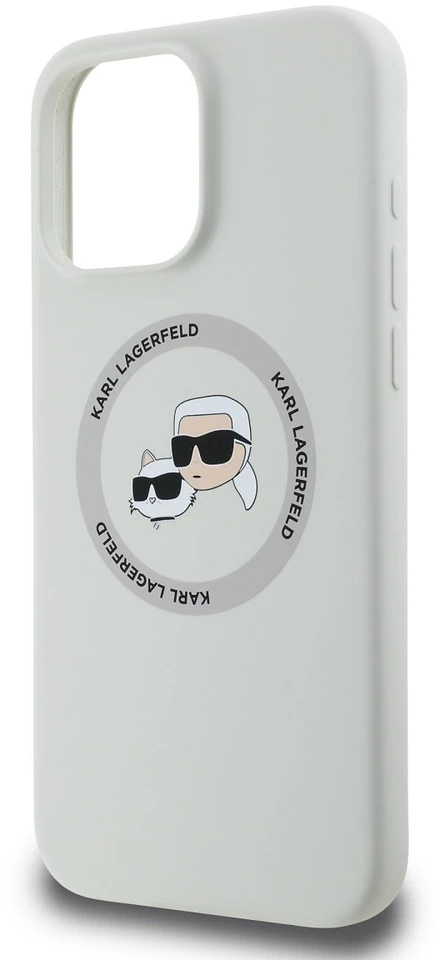 Dėklas Karl Lagerfeld Liquid silikoninis K&CH Heads MagSafe Apple iPhone 16 Pro rusvai gelsvas