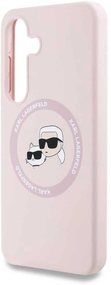 Karl Lagerfeld dėklas skirtas Samsung Galaxy S25 KLHMS25SSKCHTCP (Magnetic Silicone Double Heads) rožinės spalvos
