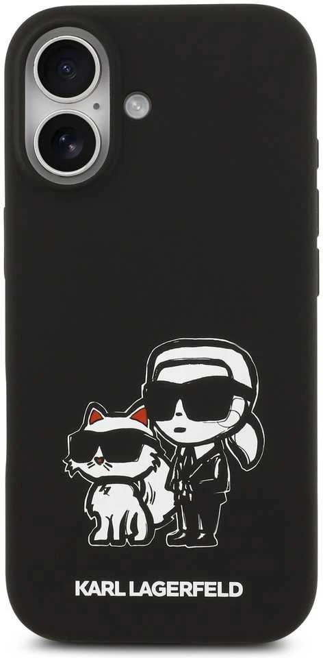 Karl Lagerfeld Liquid Silicone K&CH Sketch MagSafe dėklas skirtas Apple iPhone 17 juodos spalvos