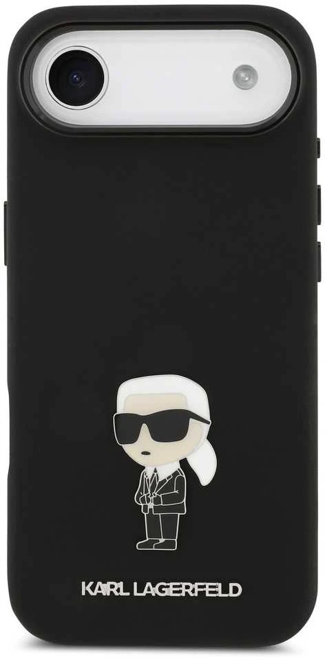 Karl Lagerfeld Liquid Silicone Metal Ikonik dėklas skirtas Apple iPhone Air juodos spalvos