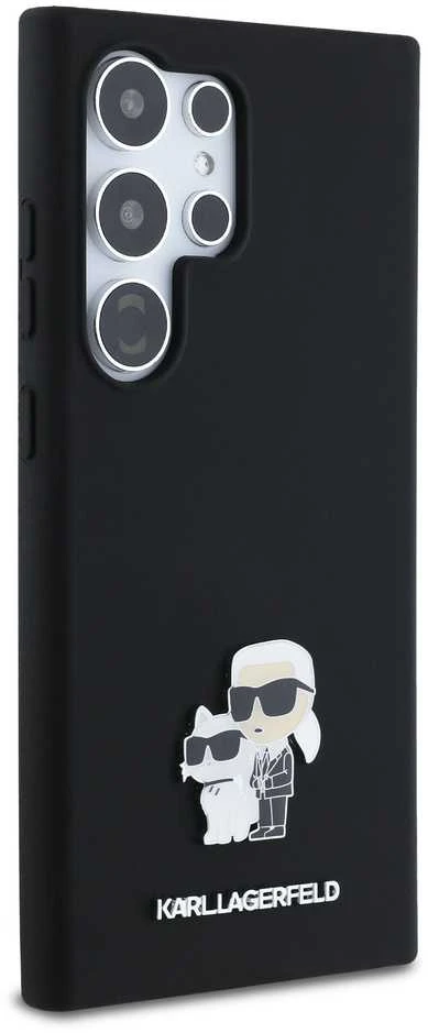 Samsung Galaxy S24 Ultra Karl Lagerfeld silikoninis dėklas Karl&Choupette Metal Pin (KLHCS24LSMHKCNPK) juodos spalvos