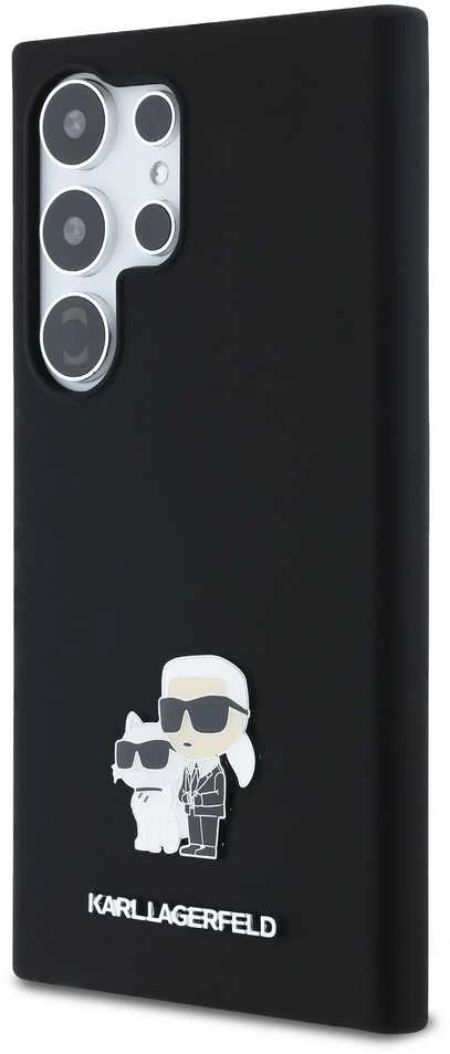 Samsung Galaxy S24 Ultra Karl Lagerfeld silikoninis dėklas Karl&Choupette Metal Pin (KLHCS24LSMHKCNPK) juodos spalvos