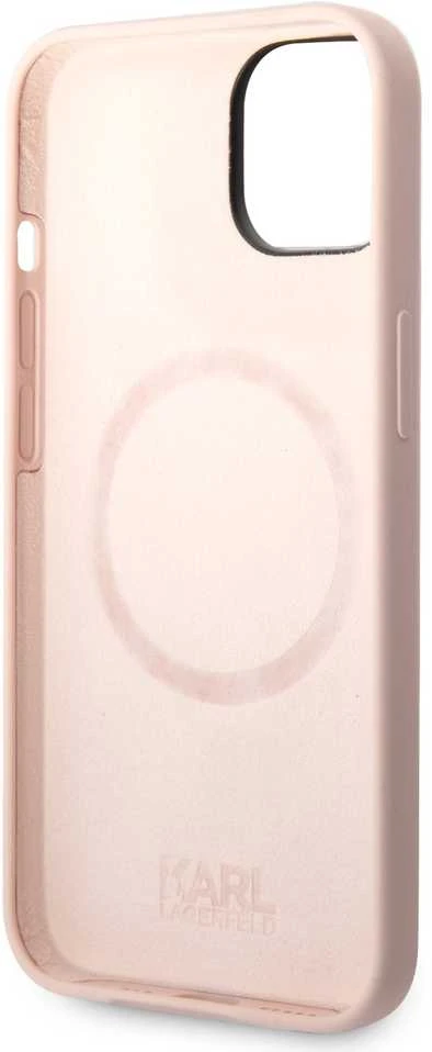 Apple iPhone 14 Plus Karl Lagerfeld dėklas silikoninis Karl & Choupette Magsafe (KLHMP14MSSKCI) rožinės spalvos