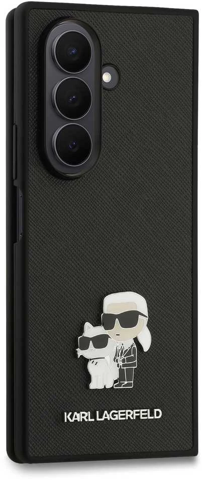 Karl Lagerfeld PU Saffiano Karl and Choupette dėklas skirtas Samsung Galaxy Z Fold 7 juodos spalvos