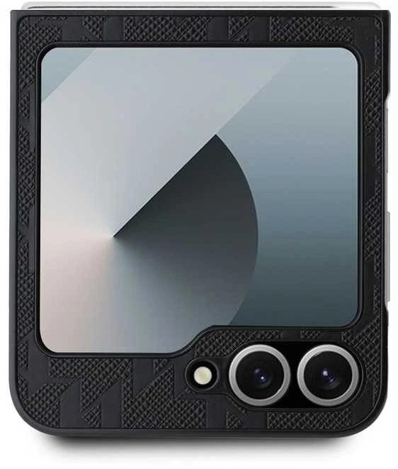 Karl Lagerfeld PU Saffiano Monogram Karl Head Samsung Galaxy Z Flip6 dėklas telefonui juodos spalvos