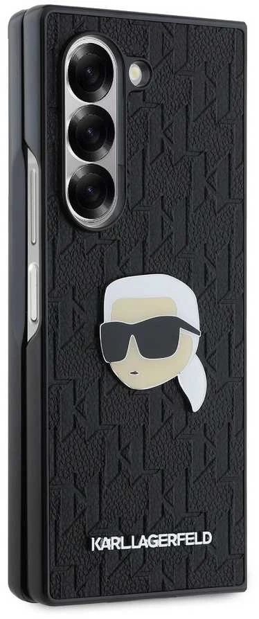 Karl Lagerfeld PU Saffiano Monogram Karl Head Samsung Galaxy Z Fold6 dėklas telefonui juodos spalvos