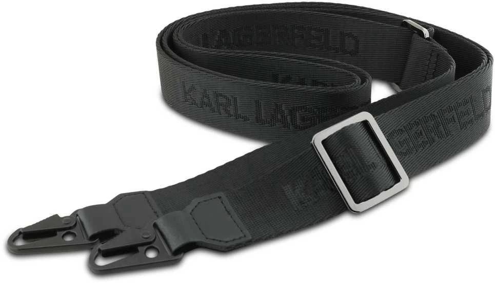 Karl Lagerfeld Saffiano Crossbody Strap Metal Karl and Choupette dėklas skirtas Apple iPhone 17 Pro juodos spalvos