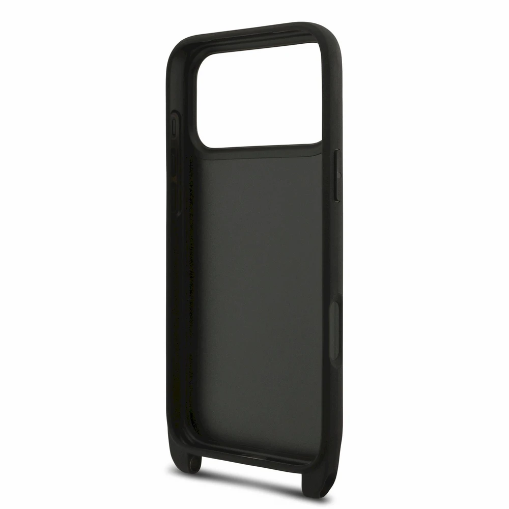 Karl Lagerfeld Saffiano Crossbody Strap Karl and Choupette dėklas iPhone 18 Pro Max, juodas