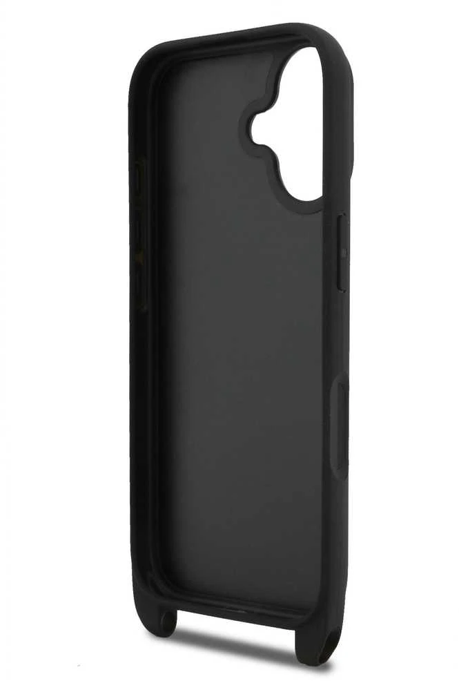 Karl Lagerfeld Saffiano Crossbody Strap Metal Karl and Choupette dėklas skirtas Apple iPhone 17 juodos spalvos