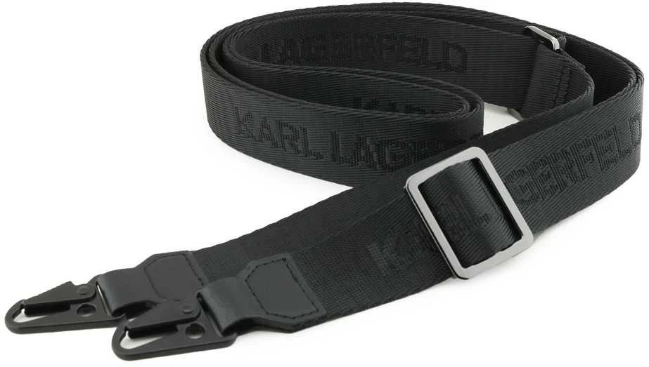 Karl Lagerfeld Saffiano Crossbody Strap Metal Karl and Choupette dėklas skirtas Apple iPhone 17 juodos spalvos