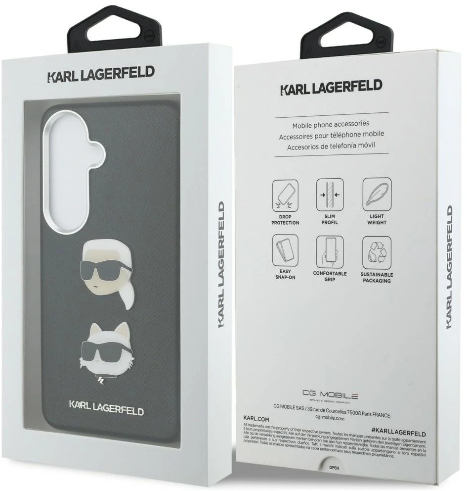 Dėklas Karl Lagerfeld Saffiano Double Heads Metal Samsung Galaxy S26 juodos spalvos