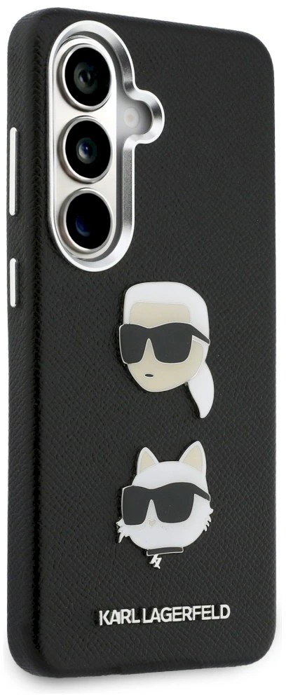 Dėklas Karl Lagerfeld Saffiano Double Heads Metal Samsung Galaxy S26 juodos spalvos