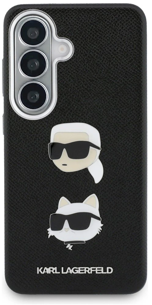 Dėklas Karl Lagerfeld Saffiano Double Heads Metal Samsung Galaxy S26 juodos spalvos
