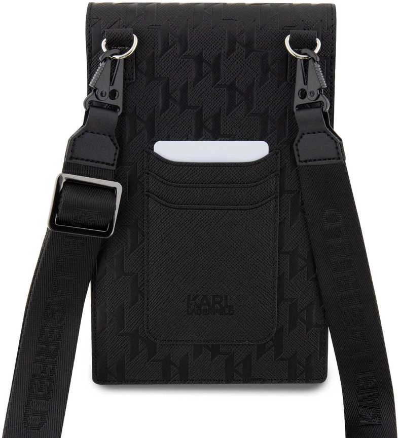 Karl Lagerfeld KLWBSAKHPKK Handbag – dėklas telefonui juodos spalvos Saffiano Monogram Ikonik