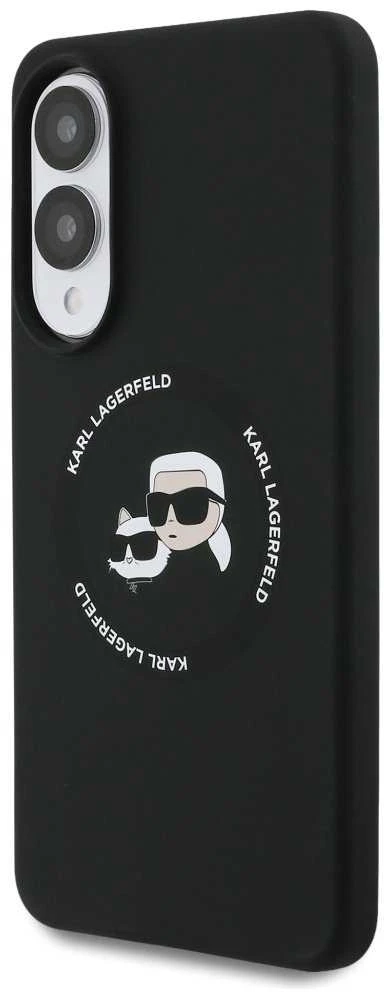 Dėklas Karl Lagerfeld Silicone Double Heads And Circle MagSafe Samsung Galaxy S25 Edge juodos spalvos