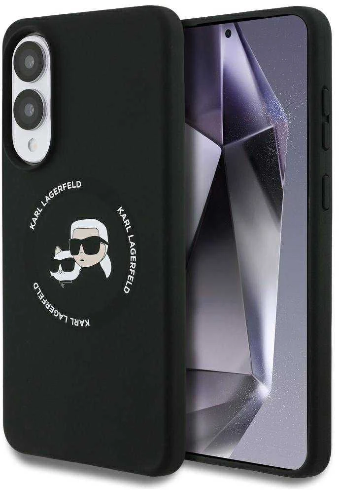 Dėklas Karl Lagerfeld Silicone Double Heads And Circle MagSafe Samsung Galaxy S25 Edge juodos spalvos