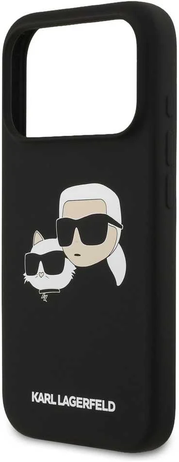 Karl Lagerfeld Liquid Silicone Double Heads MagSafe dėklas skirtas Apple iPhone 17 Pro juodos spalvos