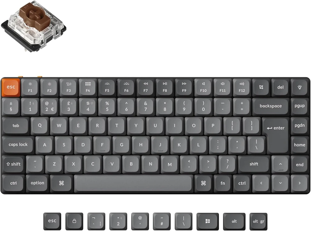 Keychron K3 Max Wireless (K3M-H3) - US išdėstymas - Hot-Swappable Low Profile Gateron Brown - Juodas (Juoda) Mechaninė Belaidė Žaidimų Klaviatūra
