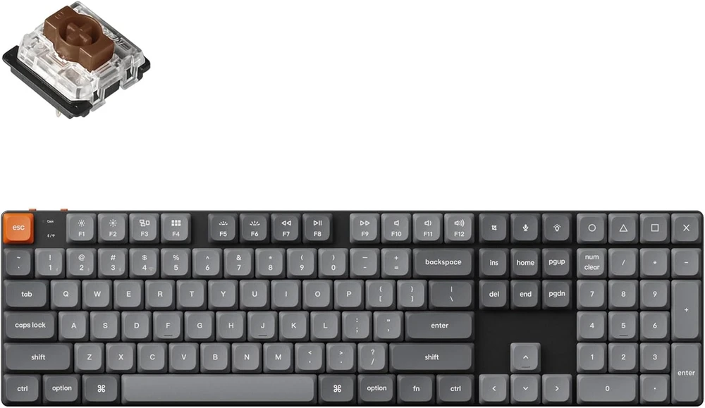 Klaviatūra žaidimams Keychron K5 Max Gateron Brown (Low Profile) belaidė mechaninė su pašvietimu szaro-juoda