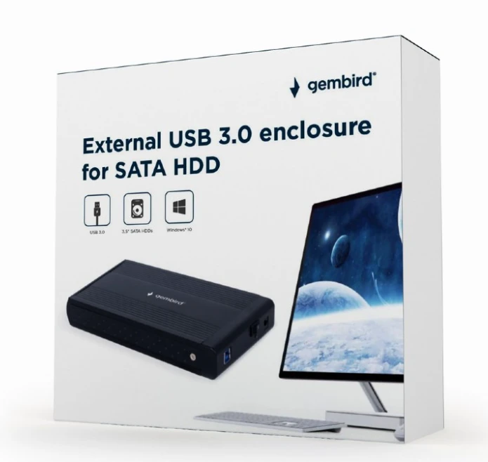 GEMBIRD EE3-U3S-3 HDD external enclosure for 3.5inch SATA - USB 3.0 Aliuminio Juodas