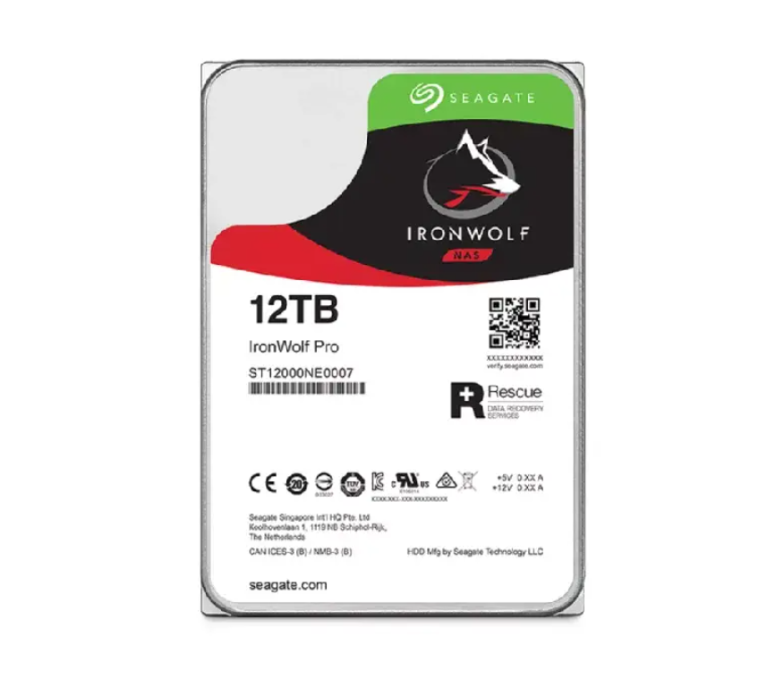 SEAGATE Ironwolf PRO Enterprise NAS HDD 12TB 7200rpm 6Gb/s SATA 256MB talpykla 8,9 cm 3,5 colio 24x7 NAS ir amp; RAID Rackmount Systeme BLK