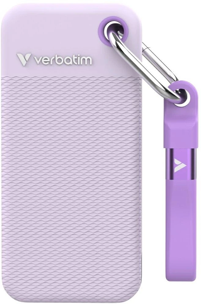 Kietasis diskas Dysk Zewnętrzny Verbatim Pocket SSD 2TB USB-C 3.2 gen.2 balta-violetinė 32323