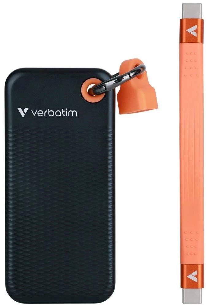 Kietasis diskas Verbatim 32418 Pocket SSD External Drive 256GB USB-C 3.2 gen.2 / juodas-oranžinis