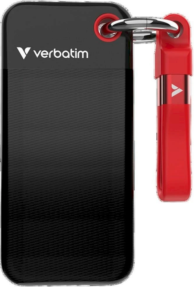 Kietasis diskas Dysk Zewnętrzny Verbatim Pocket SSD 512GB - Pakabutis do kluczy su kablem USB-C 3.2 gen.2 juodai-raudonas 32284