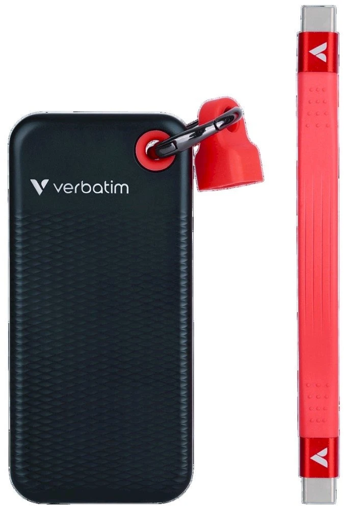 Kietasis diskas Dysk Zewnętrzny Verbatim Pocket SSD 512GB - Pakabutis do kluczy su kablem USB-C 3.2 gen.2 juodai-raudonas 32284