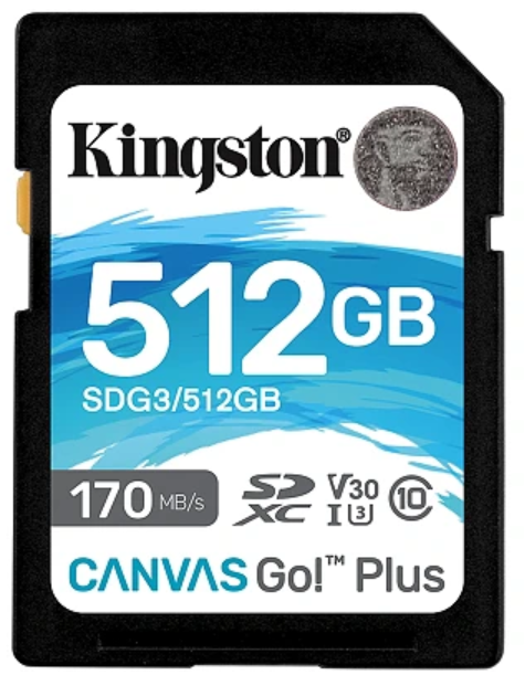 Atminties kortelė Kingston SDXC Canvas Go Plus 512GB 170R C10 UHS-I U3 V30
