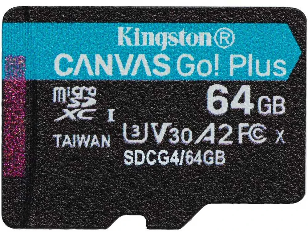 Atminties kortelė KINGSTON 64 GB Micro SDXC CANVAS GO! PLUS GEN4 200MB/S A2 U3 V30 KORTELĖ + ADAPTERIS