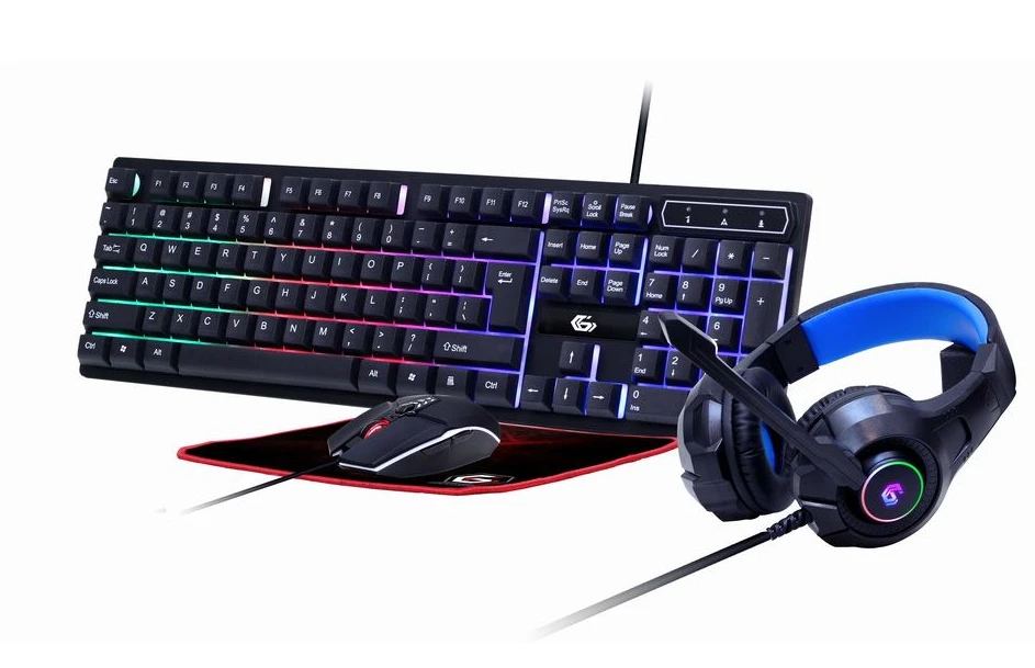 Klaviatūra GEMBIRD 4-in-1 foninio apšvietimo žaidimų rinkinys „Phantom US“ išdėstymas