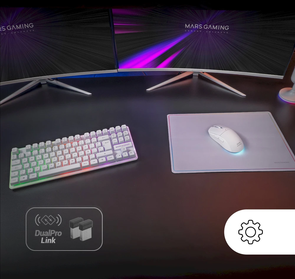 Klaviatūra Mars Gaming MCPWTKLWUS Klaviatūros ir pelės rinkinys RF belaidė + USB QWERTY US International / baltas