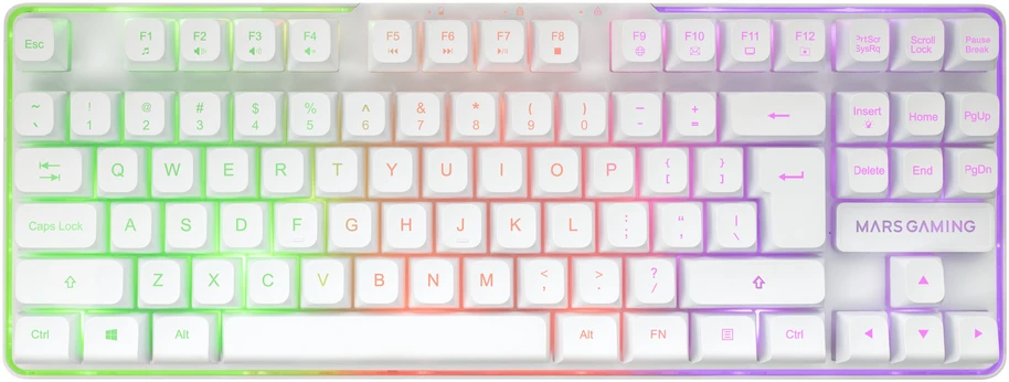 Klaviatūra Mars Gaming MCPWTKLWUS Klaviatūros ir pelės rinkinys RF belaidė + USB QWERTY US International / baltas