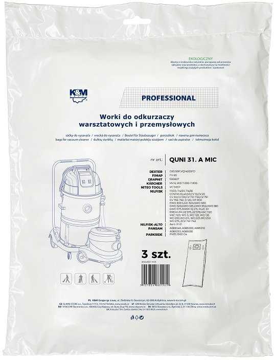 K&M KM-QUNI31.A Dust bags for vacuumcleaner KARCHER / MAKITA