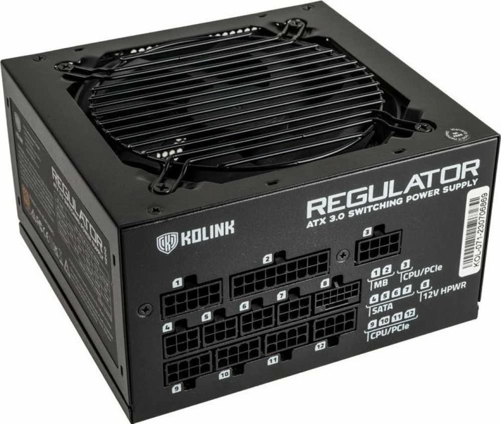 „Kolink Regulator 80 PLUS Gold“ maitinimo blokas, ATX 3.0, PCIe 5.0, modulinis – 1000 vatų