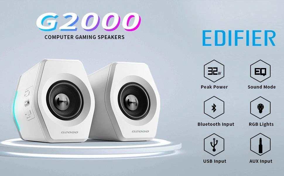 Kompiuterio kolonėlės skirtos žaidimams Edifier Hecate G2000, Baltos spalvos