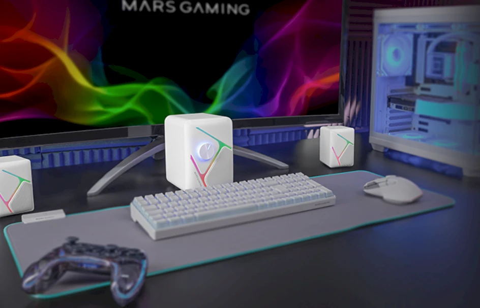 Kompiuterio kolonėlės Mars Gaming MSH21W Stereo system for PC 2.1 3D 35W / baltas
