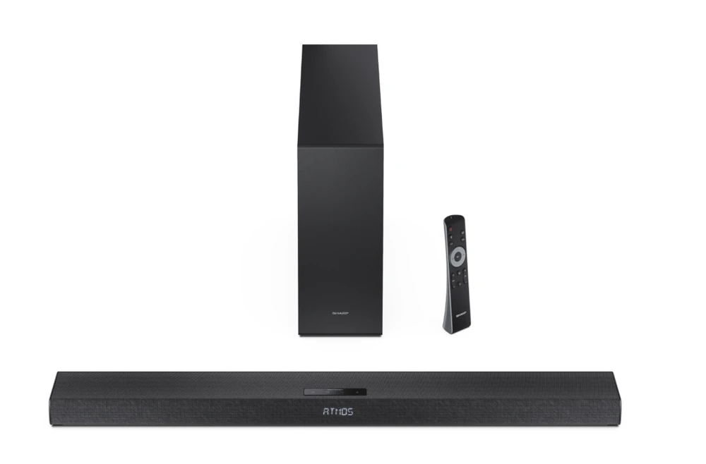 Namų kino sistema Sharp 2.1ch Ultra-slim Dolby Atmos/DTS Virtual: X Soundbar with Wireless Subwoofer | HT-SBW320 | 360 W | Bluetooth | Belaidė jungtis | Juodas