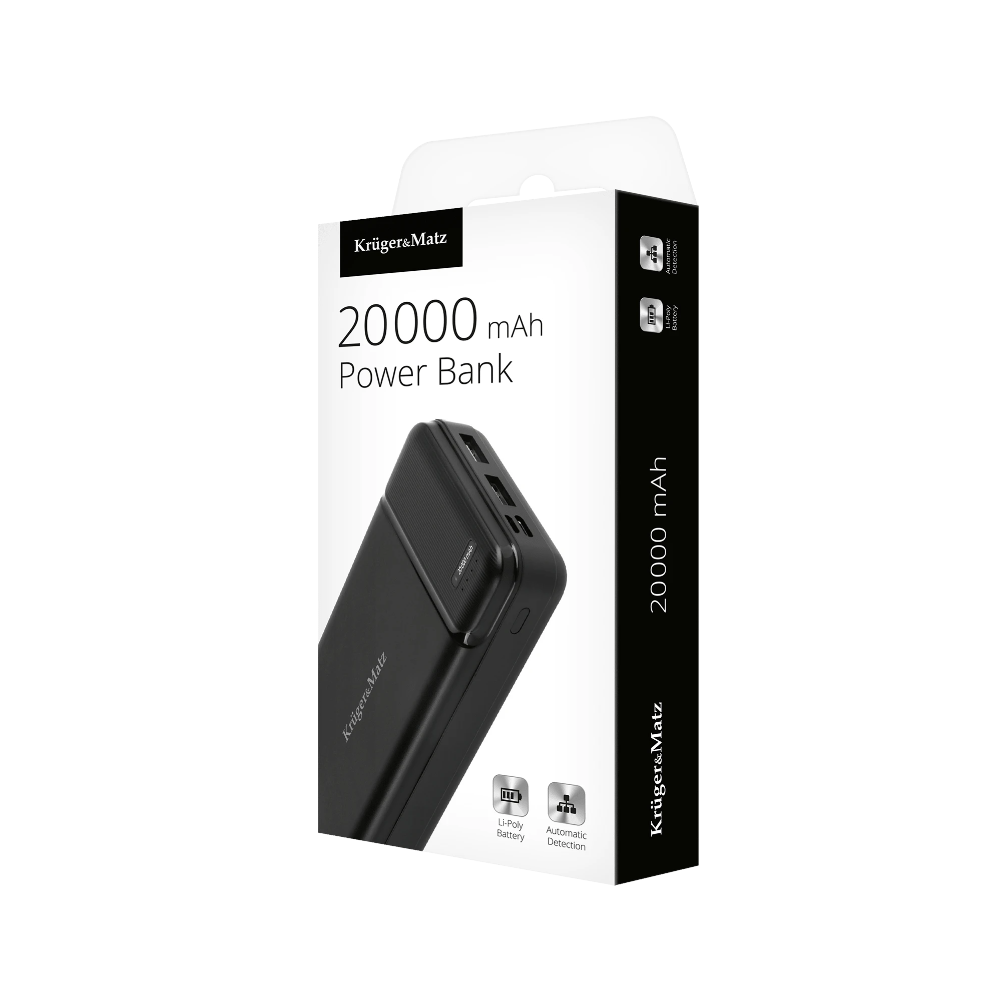 Kruger & Matz Power Bank 20000 mAh Li-pol, modelis - KM0906, žema