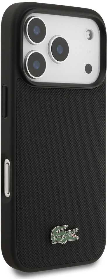 Lacoste Iconic Petit Pique MagSafe dėklas + Wallet skirtas Apple iPhone 17 Pro juodos spalvos