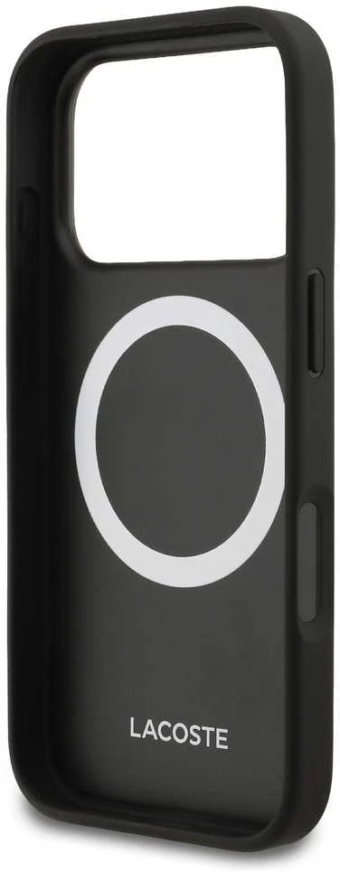 Lacoste Iconic Petit Pique MagSafe dėklas + Wallet skirtas Apple iPhone 17 Pro juodos spalvos