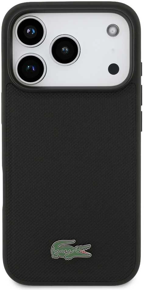 Lacoste Iconic Petit Pique MagSafe dėklas + Wallet skirtas Apple iPhone 17 Pro juodos spalvos