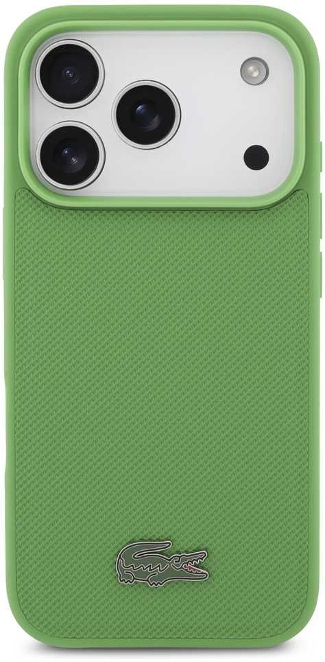 Lacoste Iconic Petit Pique MagSafe dėklas + Wallet skirtas Apple iPhone 17 Pro žalios spalvos