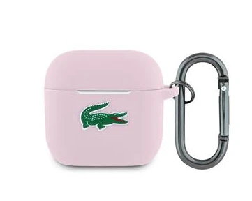 Lacoste Liquid Silicone Croc Logo dėklas skirtas Apple AirPods 4 rožinės spalvos