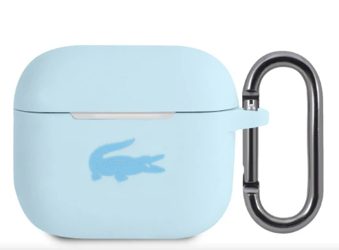 Lacoste Liquid Silicone Glossy Printing Logo dėklas skirtas Apple AirPods 3 mėlynos spalvos