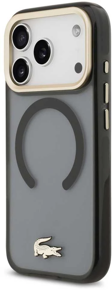 Lacoste PC/TPU Frosted Finish Gold Logo MagSafe dėklas skirtas Apple iPhone 17 Pro juodos spalvos