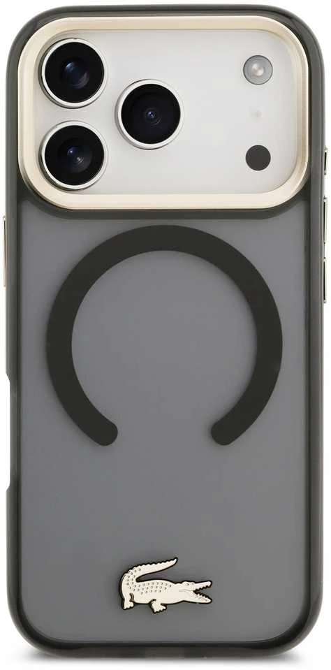Lacoste PC/TPU Frosted Finish Gold Logo MagSafe dėklas skirtas Apple iPhone 17 Pro juodos spalvos